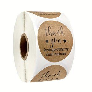 NEW 500pcs/roll Thank You For Supporting My Small Business Stickers - Dark Brown